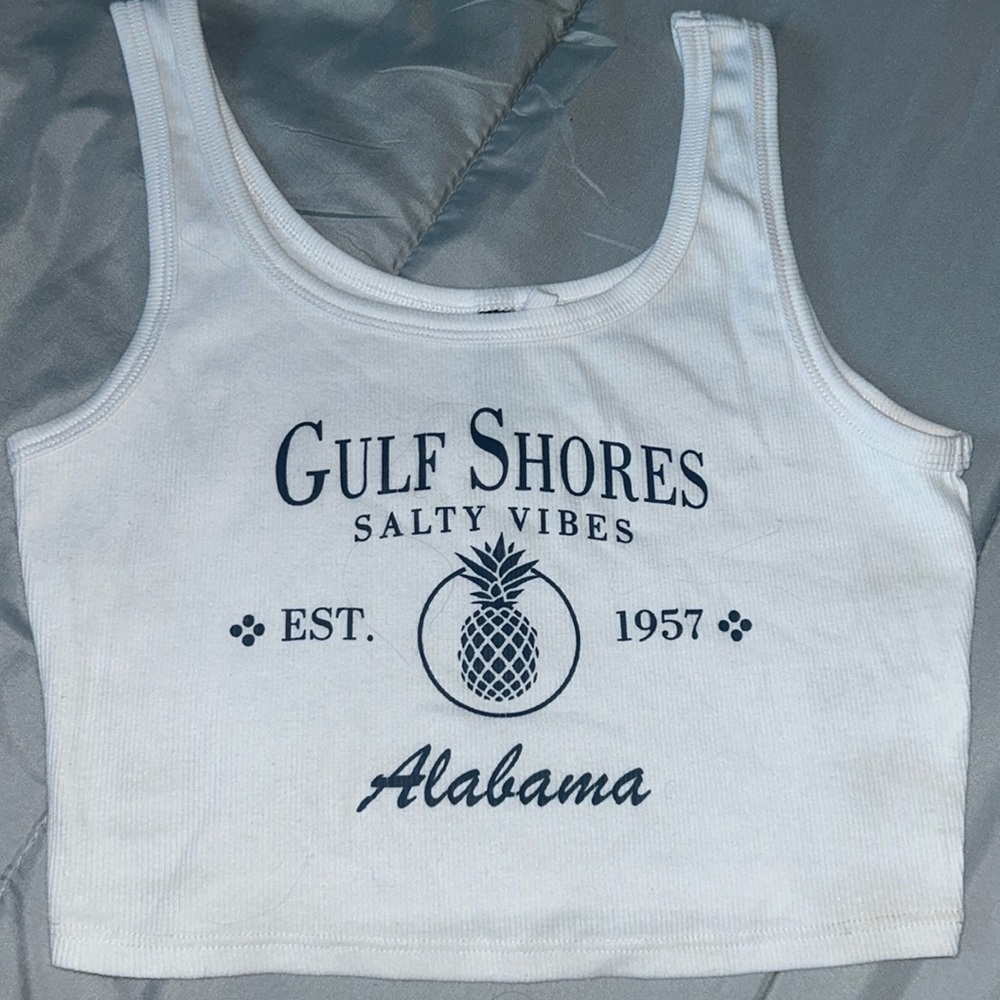 Miami Style Large Cropped Tank- Ribbed Beachy Pattern